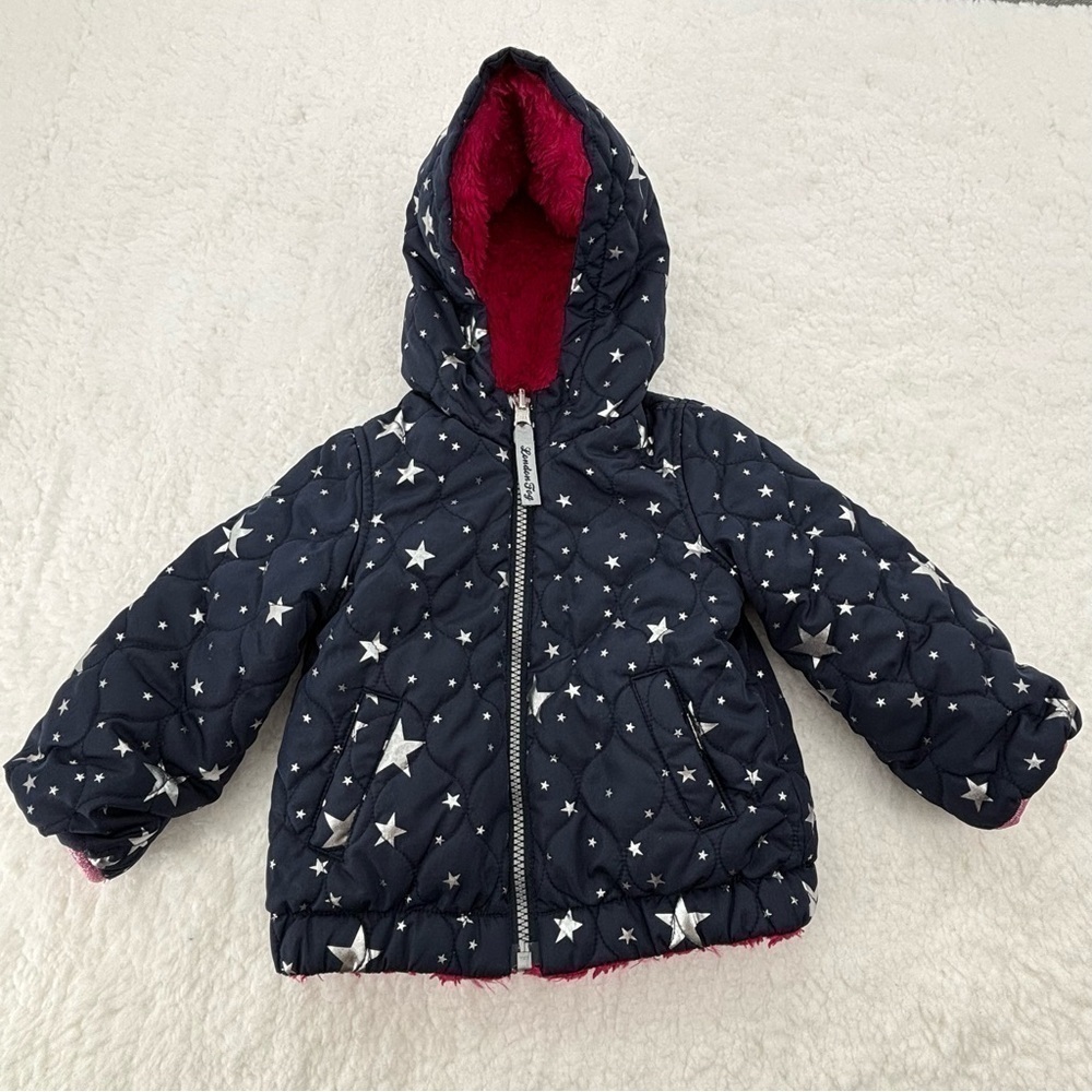 LONDON FOG Toddler Girl Reversible Quilted Midweight Jacket for 24 Months